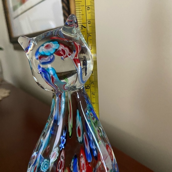 Adorable Glass CAT with colorful Millefiori Statue Paperweight - Picture 6 of 8
